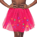 Halloween Cosplay Women Star Sequins Mesh Pleated Tulle Princess Skirt With LED Skirt Party Dancing Miniskirt Costume Clothing