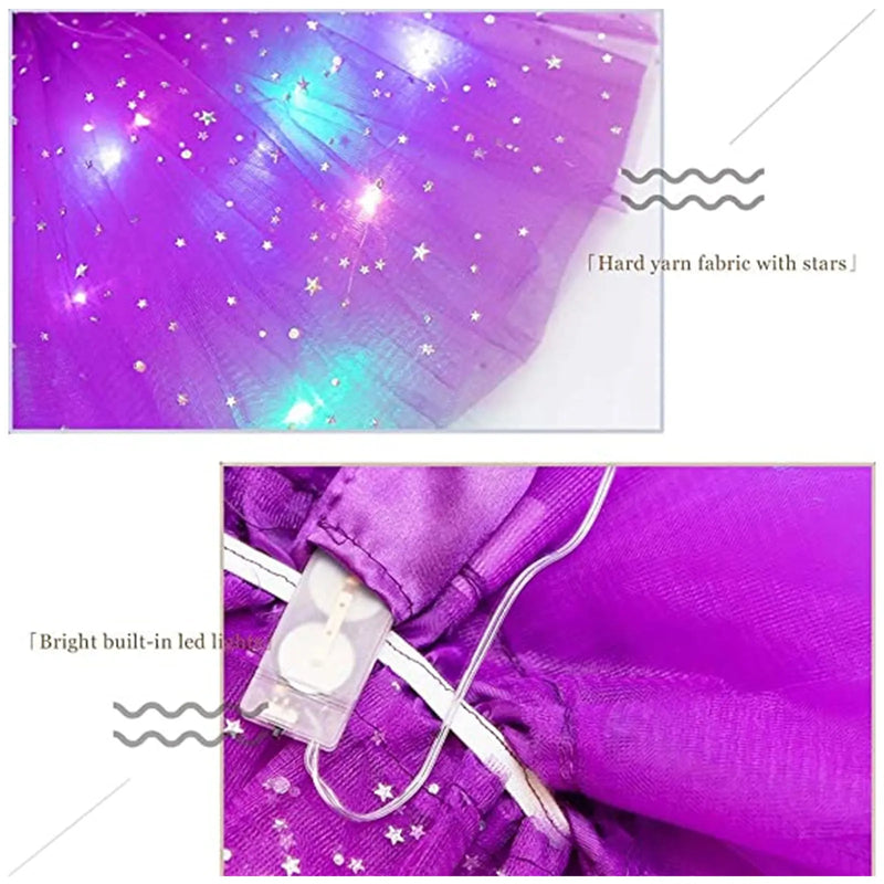 Halloween Cosplay Women Star Sequins Mesh Pleated Tulle Princess Skirt With LED Skirt Party Dancing Miniskirt Costume Clothing
