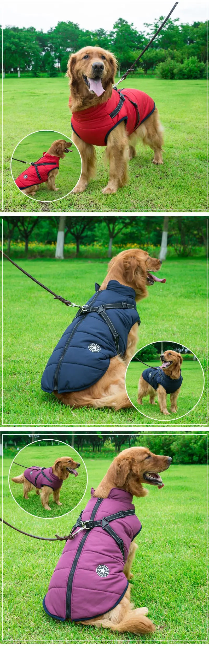 Waterproof Winter Coat for Large Dogs - Comfort and Protection with Integrated Harness, Ideal for Labrador, French Bulldog, Chihuahua and Other Breeds - Keep Your Pet Warm and Stylish in the Cold