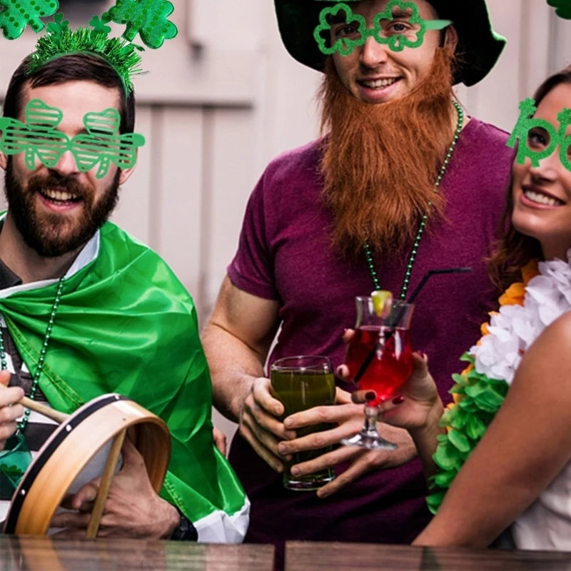 Green Tinsel Shamrock Leprechaun Headgear for Saint Patricks Day Gifts Party Headpiece Headband Holiday