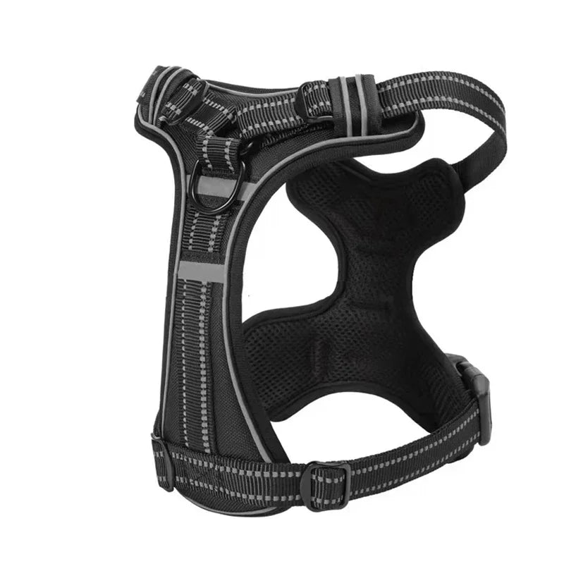 Adjustable and Reflective Dog Harness - Comfortable, Breathable and Anti-Pull, Ideal for Small and Large Dogs - Includes Integrated Leash for Safe and Convenient Walks!