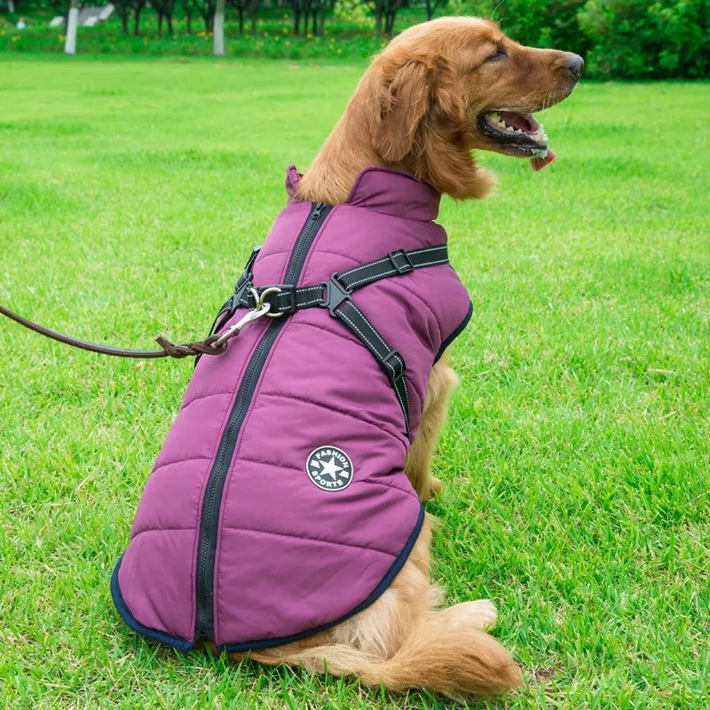 Waterproof Winter Coat for Large Dogs - Comfort and Protection with Integrated Harness, Ideal for Labrador, French Bulldog, Chihuahua and Other Breeds - Keep Your Pet Warm and Stylish in the Cold