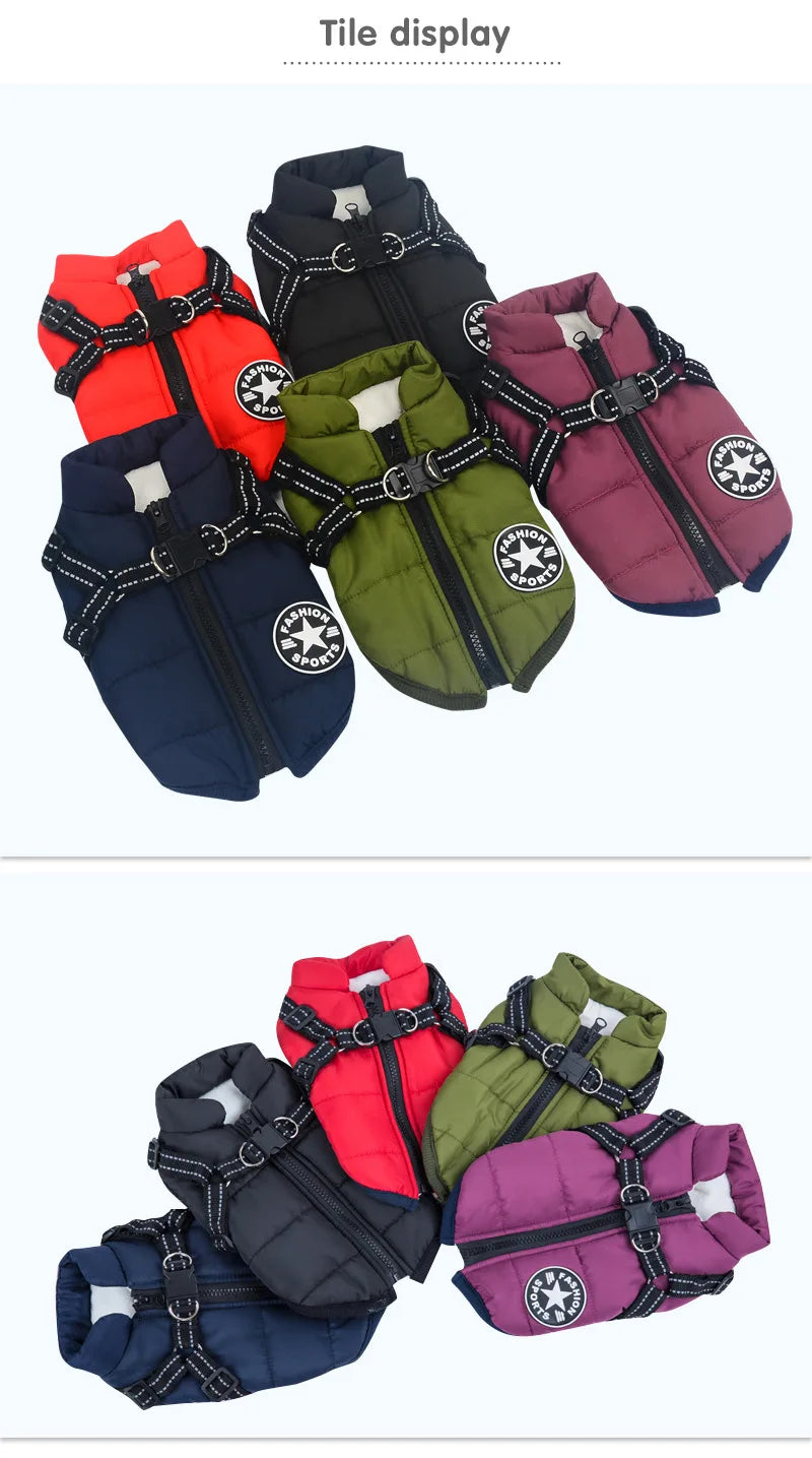 Waterproof Winter Coat for Large Dogs - Comfort and Protection with Integrated Harness, Ideal for Labrador, French Bulldog, Chihuahua and Other Breeds - Keep Your Pet Warm and Stylish in the Cold