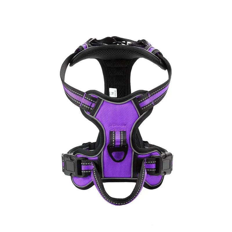 Adjustable and Reflective Dog Harness - Comfortable, Breathable and Anti-Pull, Ideal for Small and Large Dogs - Includes Integrated Leash for Safe and Convenient Walks!