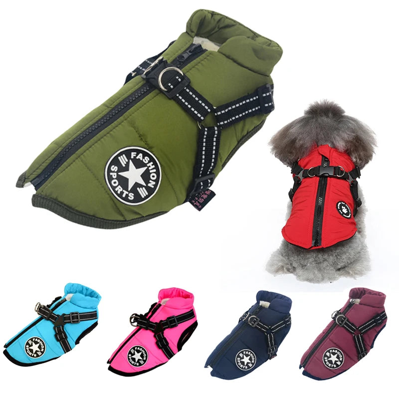 Waterproof Winter Coat for Large Dogs - Comfort and Protection with Integrated Harness, Ideal for Labrador, French Bulldog, Chihuahua and Other Breeds - Keep Your Pet Warm and Stylish in the Cold
