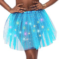 Halloween Cosplay Women Star Sequins Mesh Pleated Tulle Princess Skirt With LED Skirt Party Dancing Miniskirt Costume Clothing